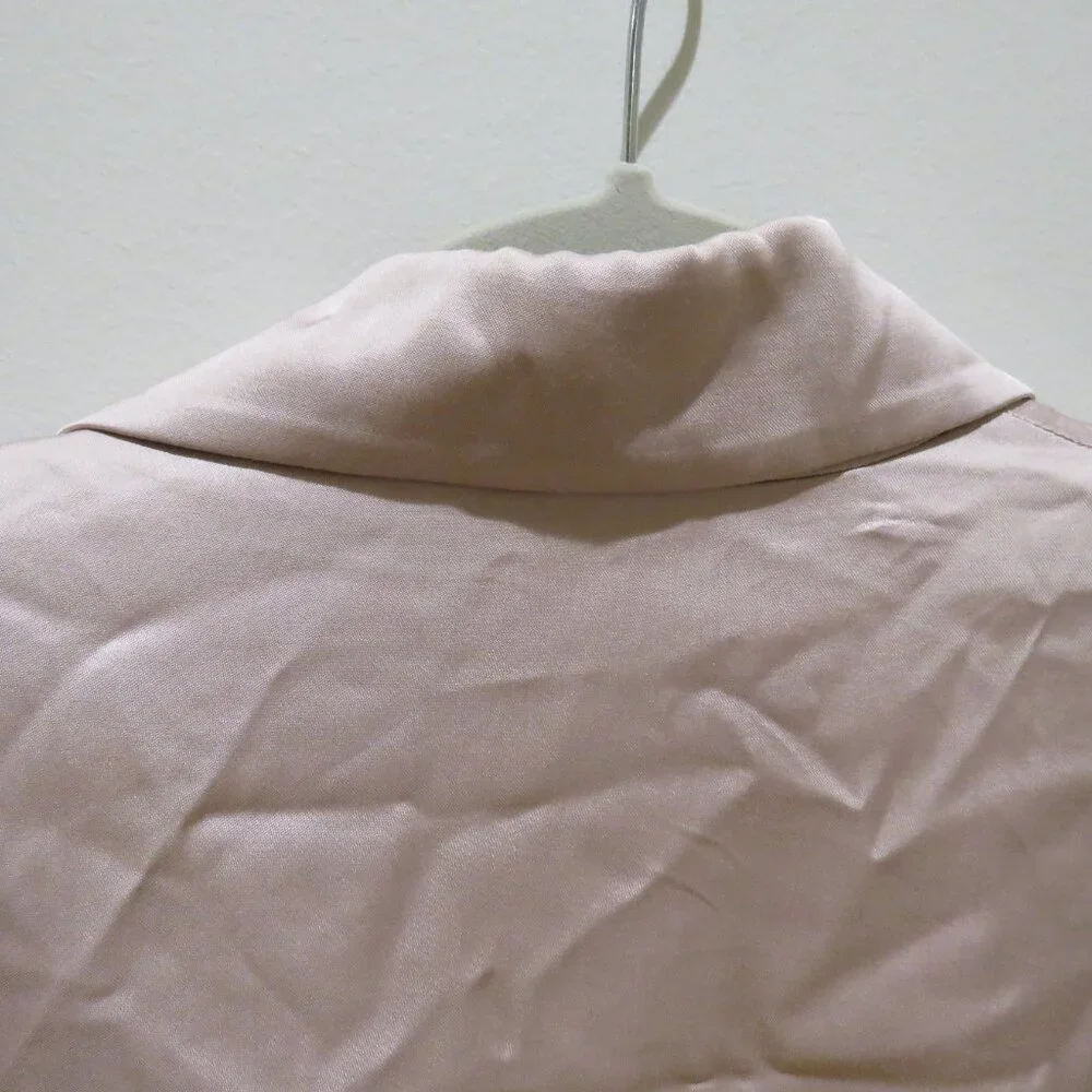 ZARA Long Buttoned Collared Satin Blazer in Blush Pink Pastel Preppy - Size S - Picture 12 of 13